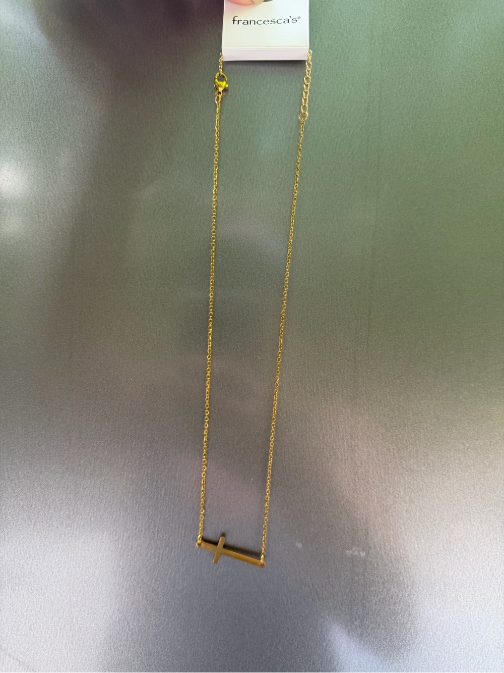Francesca's Collections Gold Horizontal Cross Necklace